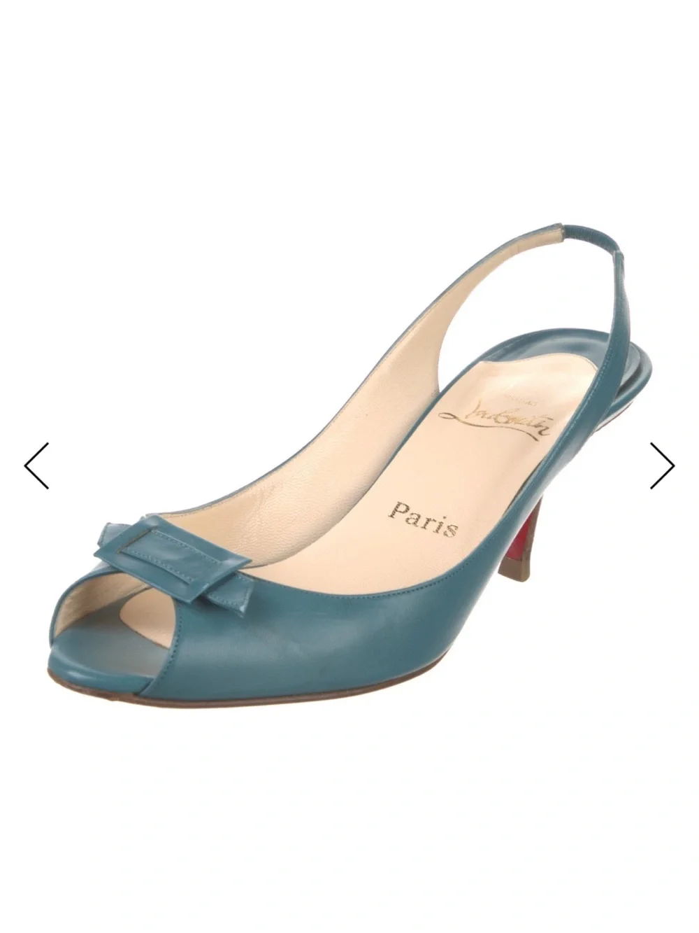 Christian Louboutin Teal Slingback Peep-Toe Pump - Picture 2 of 5